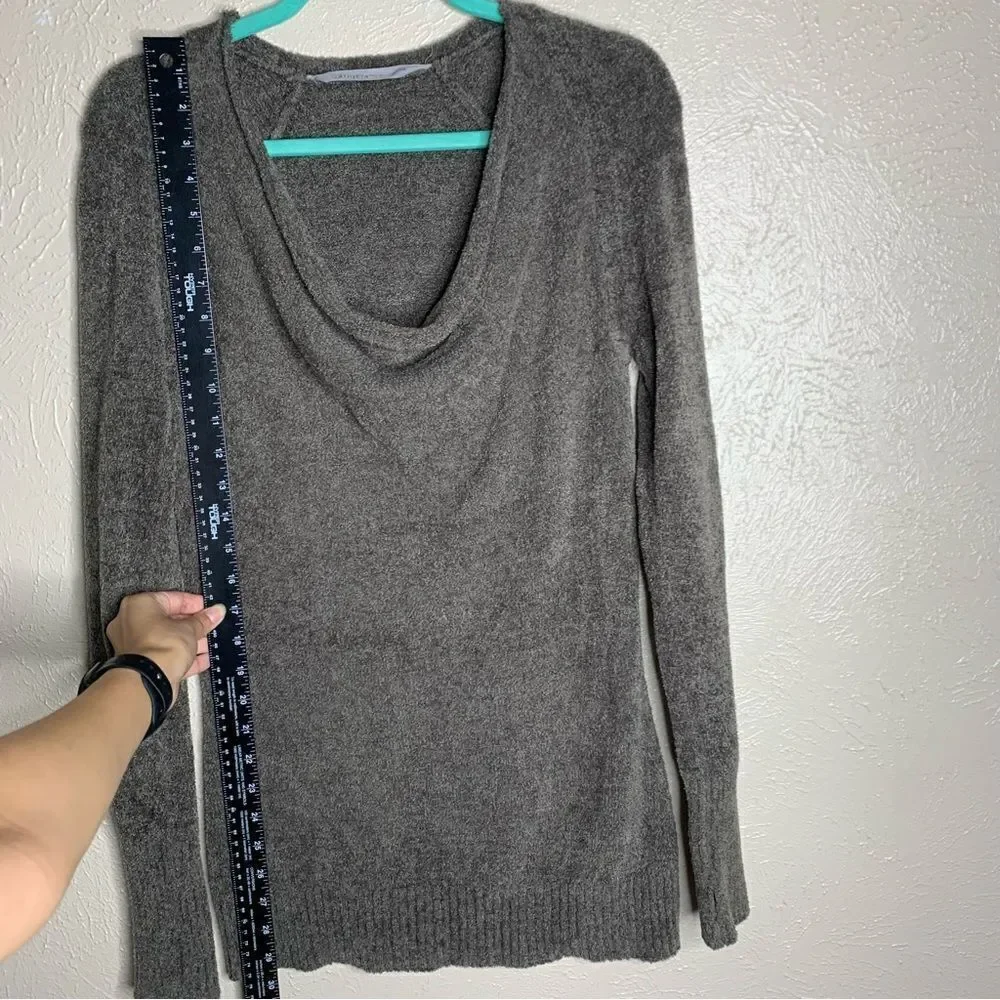 Athleta cuddle up cozy draped neckline chenille pullover sweater dark taupe‎